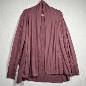 (2) Athleta Pranayama Wrap Cardigan Womens Large Mauve Green Modal Cozy Pockets